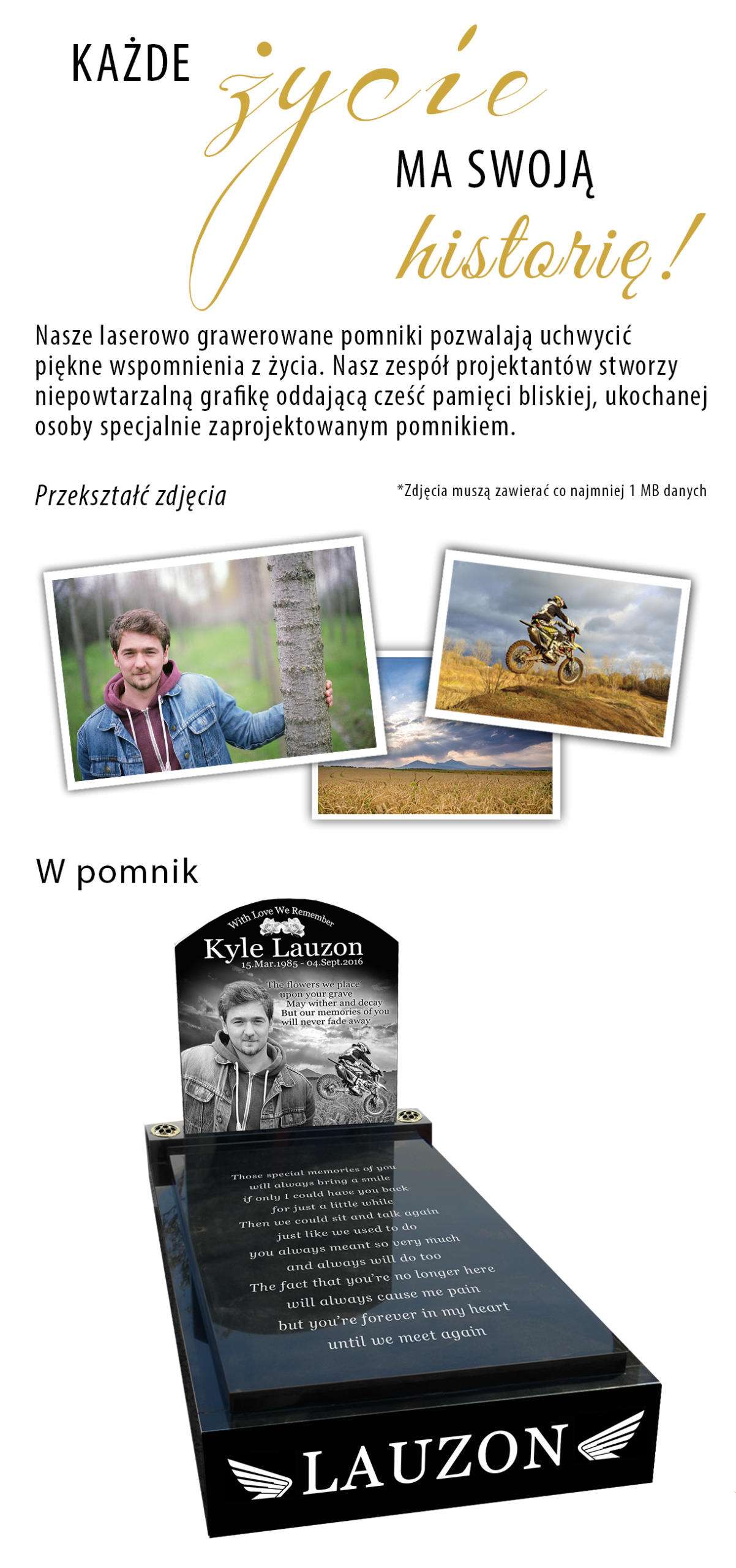 Pomnik grawerowany laserowo - jakość fotograficzna